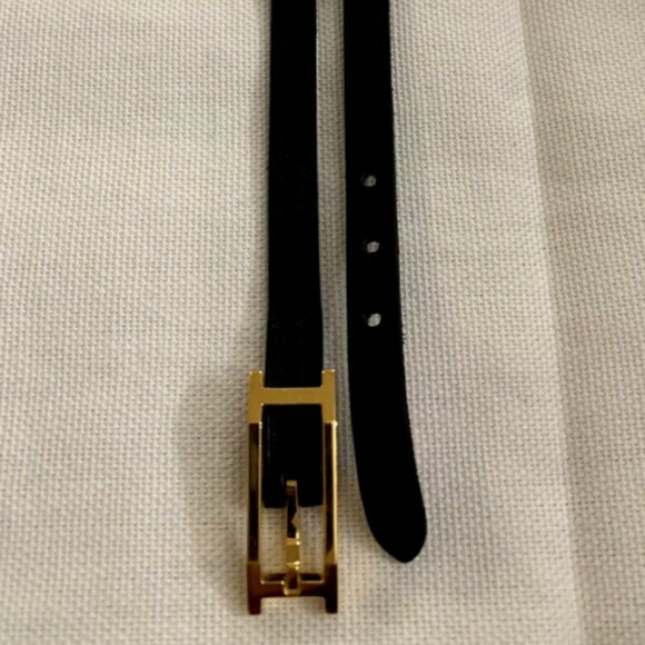 Hermes Hapi Gold Plated Tour Wrap Leather Bracelet - Black - IN GREAT CONDITION! - Picture 8 of 15
